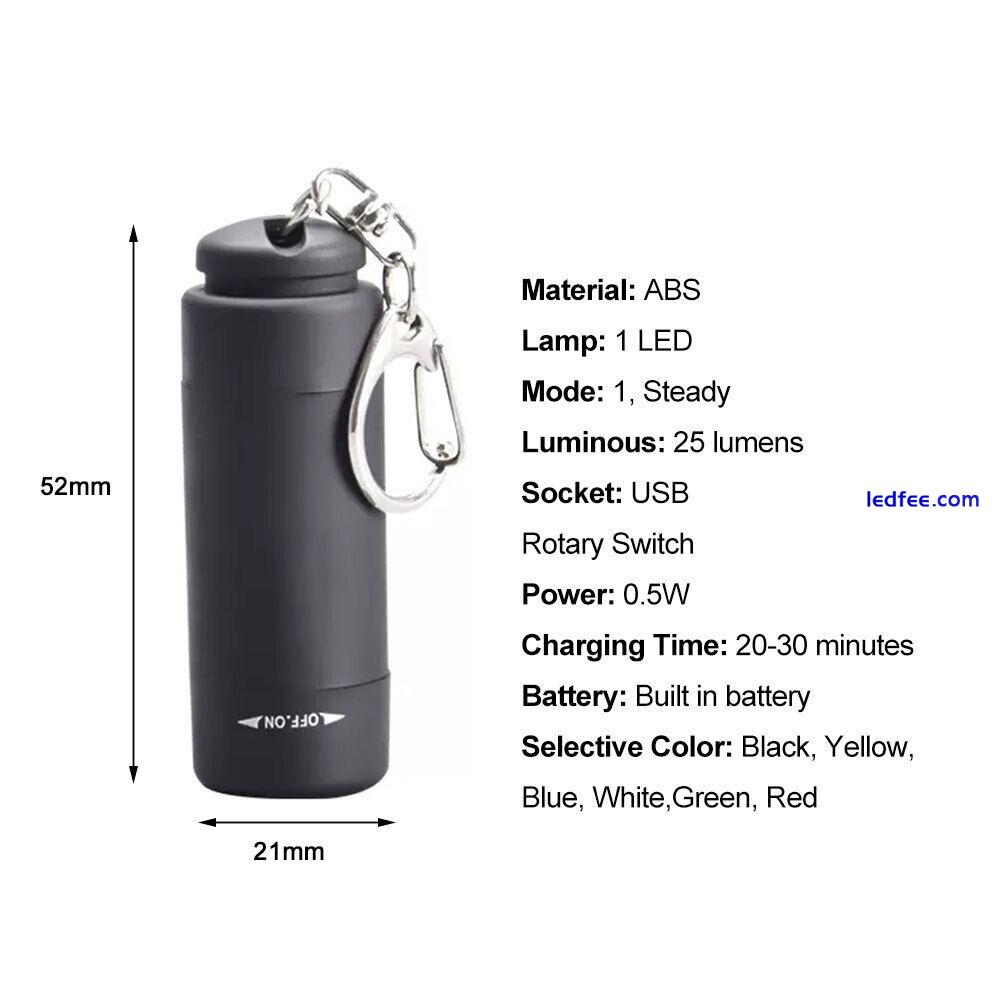 Mini LED Flashlight Lamp USB Rechargeable Waterproof Torch Pocket Keychain Light 1 