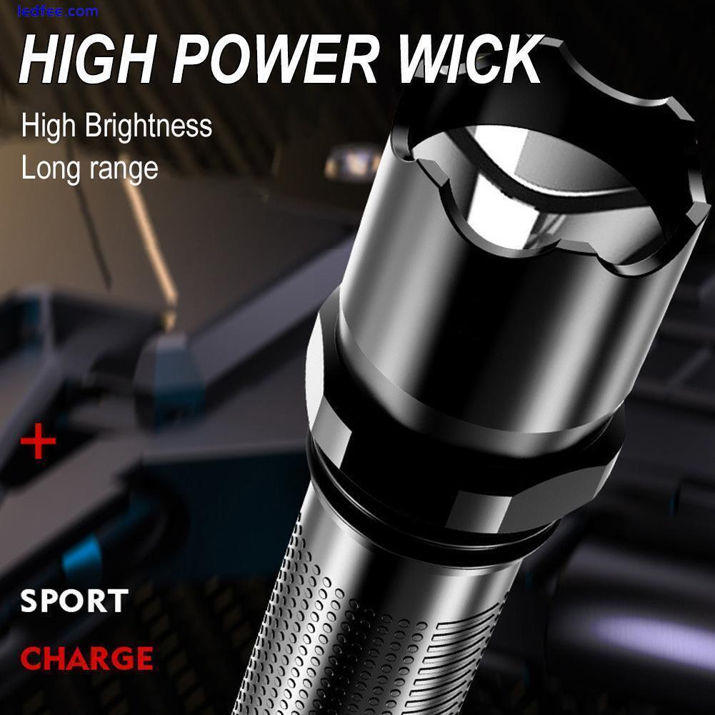 LED Flashlight Tactical Light Super Bright Torch USB Rechargeable Lamp J6P6 4 