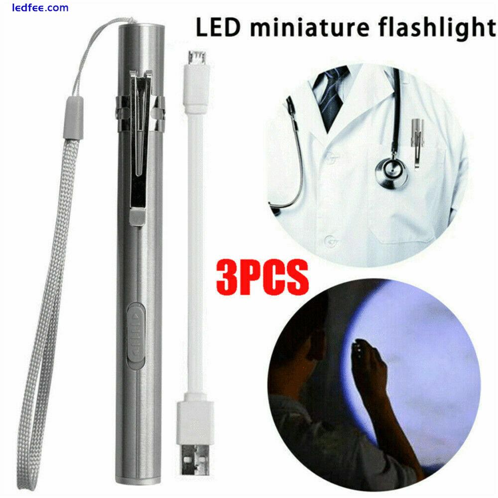 3x 8000 Lumens Portable LED Super Bright USB Rechargeable Pen Torch Lamps Lights 2 