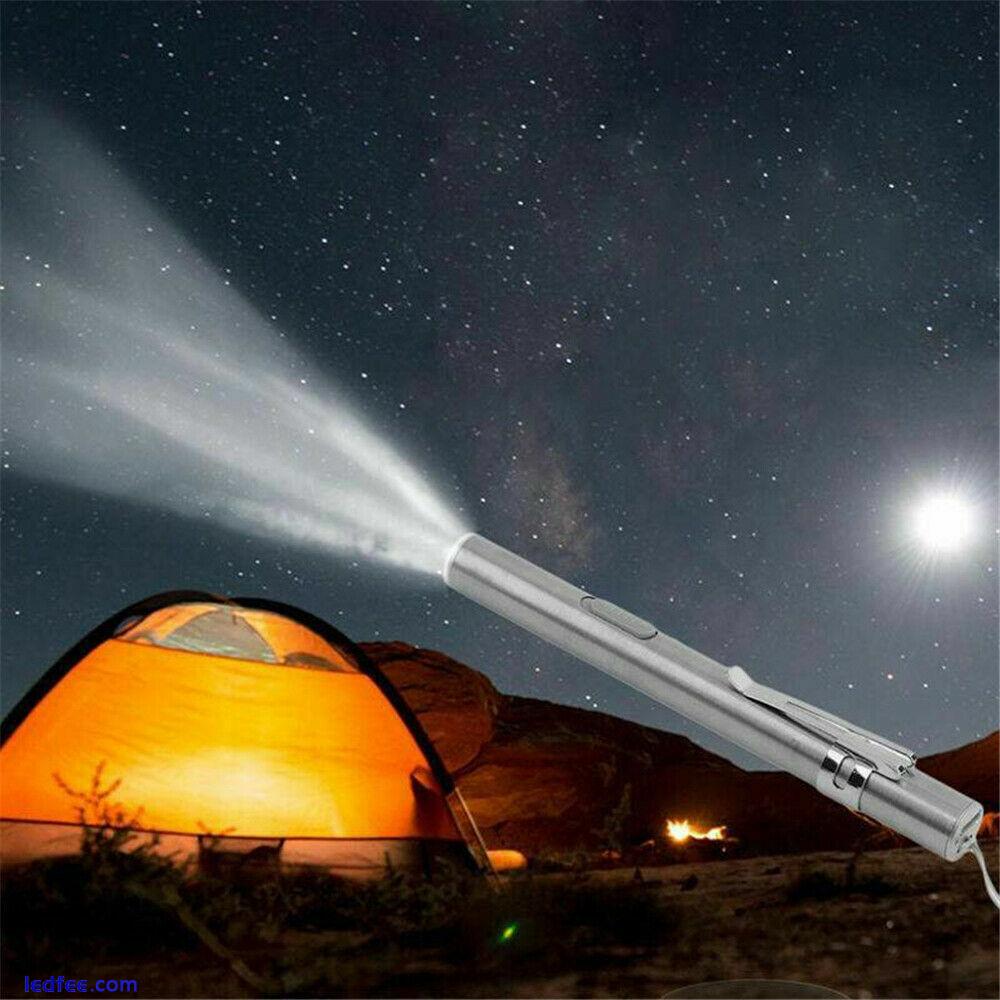 3x 8000 Lumens Portable LED Super Bright USB Rechargeable Pen Torch Lamps Lights 4 