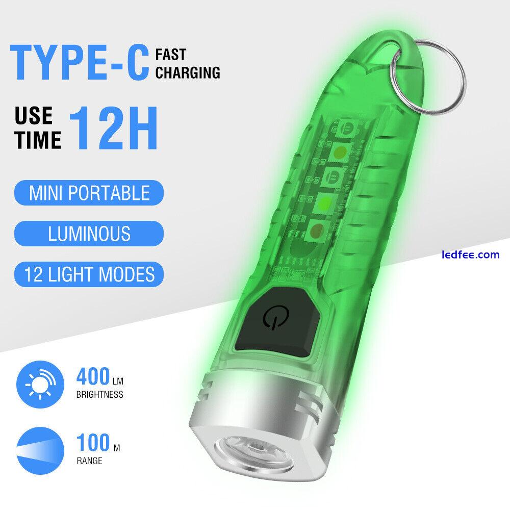 BORUiT Mini Pocket LED Flashlight Keychain Torch Rechargeable Light Lamp Camping 3 
