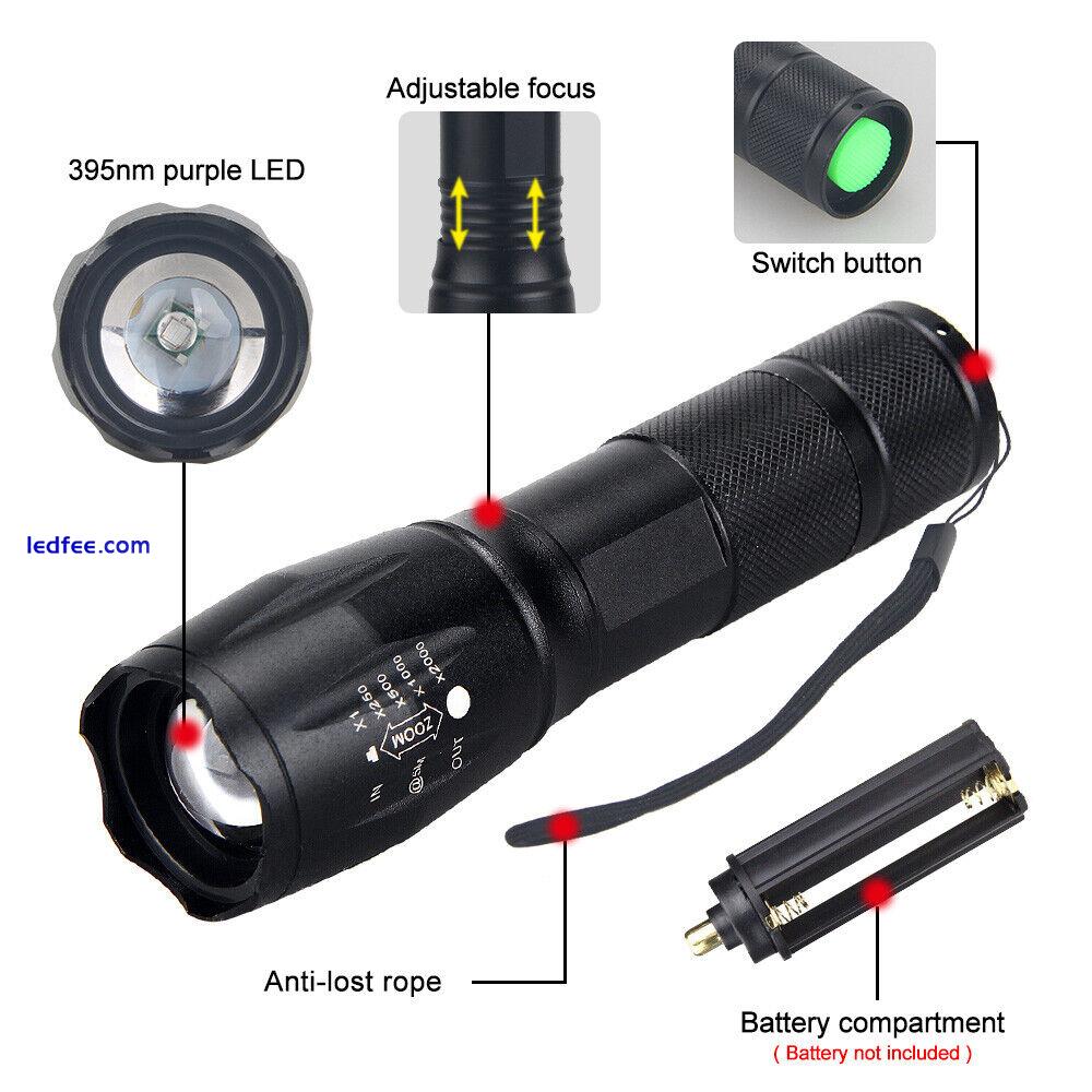 395nm UV Ultra Violet LED Flashlight Blacklight Detection Outdoor Torch  Light 2 