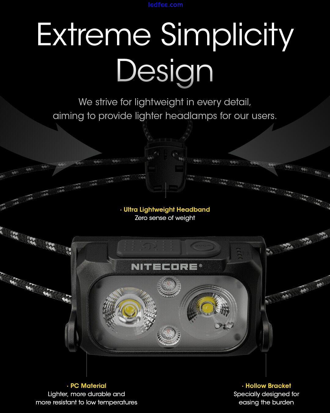 NITECORE NU25 UL Headlamp 400 lumens head light Red/White/High color Flashlight 5 
