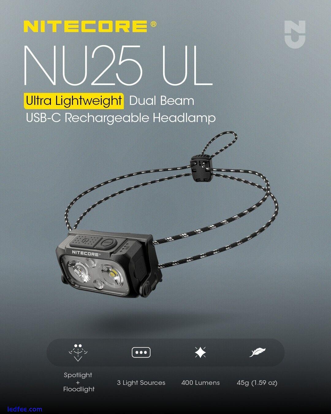 NITECORE NU25 UL Headlamp 400 lumens head light Red/White/High color Flashlight 4 