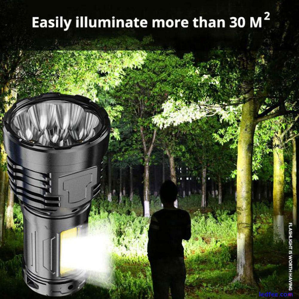 Super Bright Torch 8 LED Flashlight USB Rechargeable Tactical Light COB Fast 5 