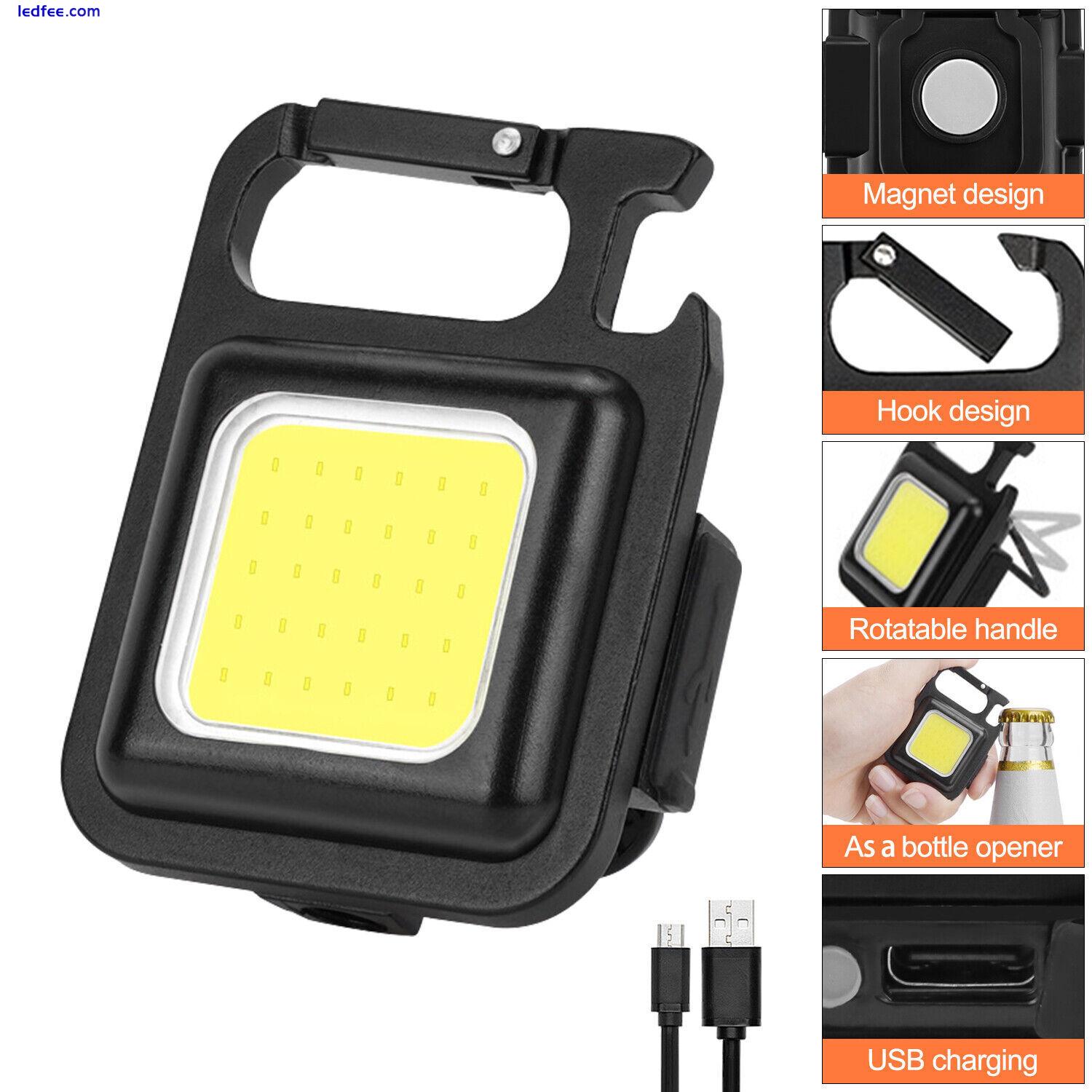 800LM Mini COB LED Flashlight Portable Work Light Rechargeable Pocket Keychain 0 
