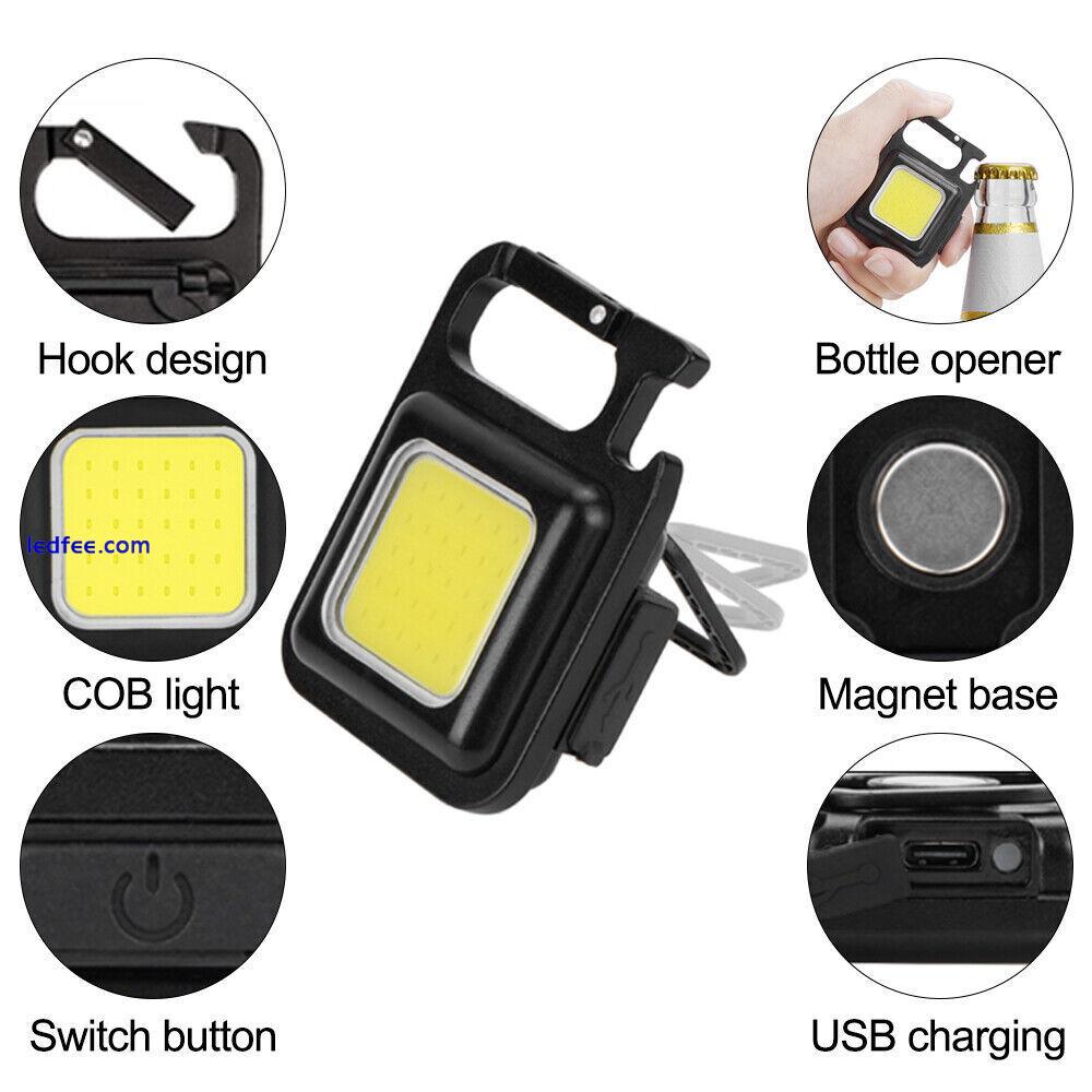 800LM Mini COB LED Flashlight Portable Work Light Rechargeable Pocket Keychain 1 