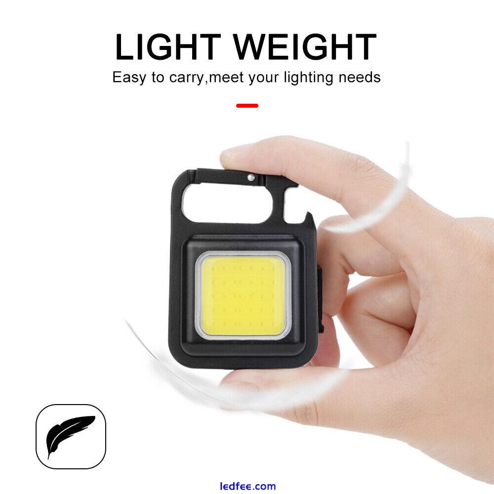 800LM Mini COB LED Flashlight Portable Work Light Rechargeable Pocket Keychain 5 
