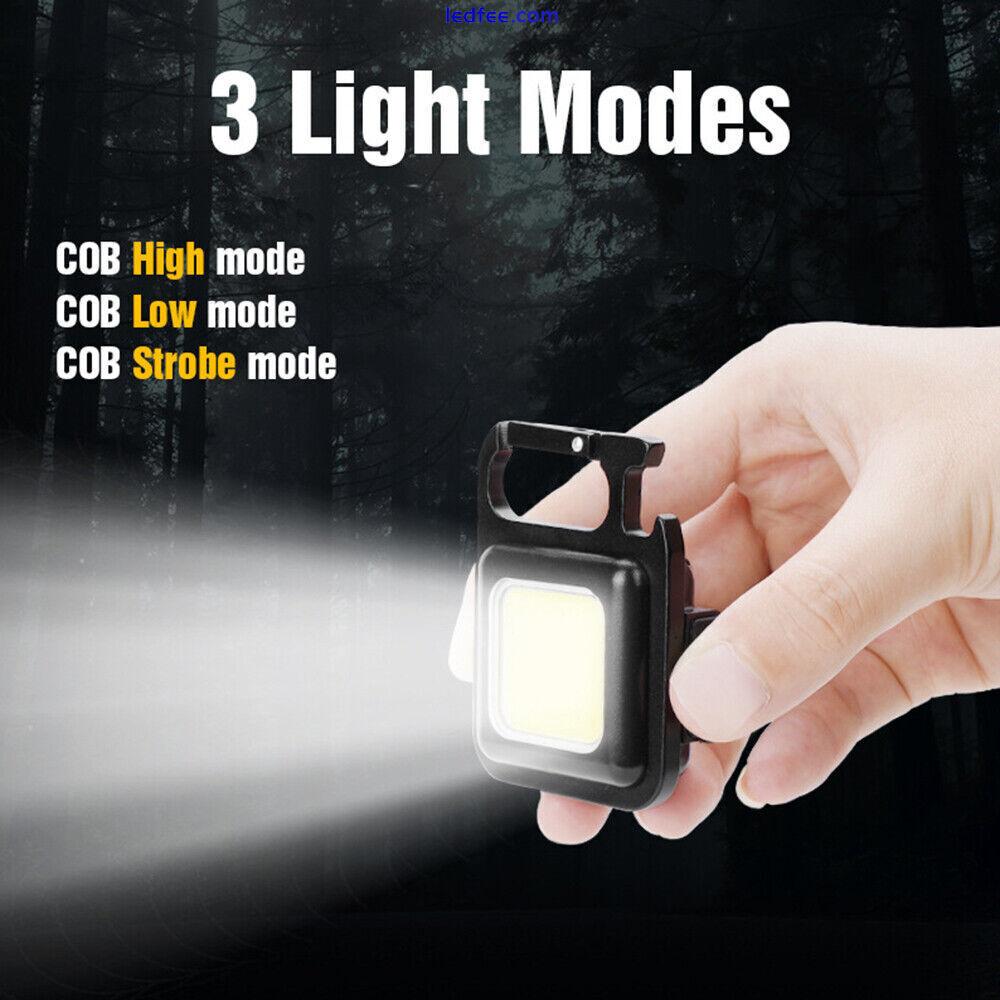 800LM Mini COB LED Flashlight Portable Work Light Rechargeable Pocket Keychain 3 