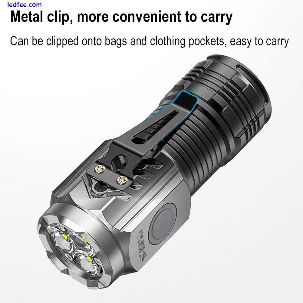 Super Bright Mini LED FlashlightKeychain Pocket Magnetic_Torch USB-Rechargeable 5 