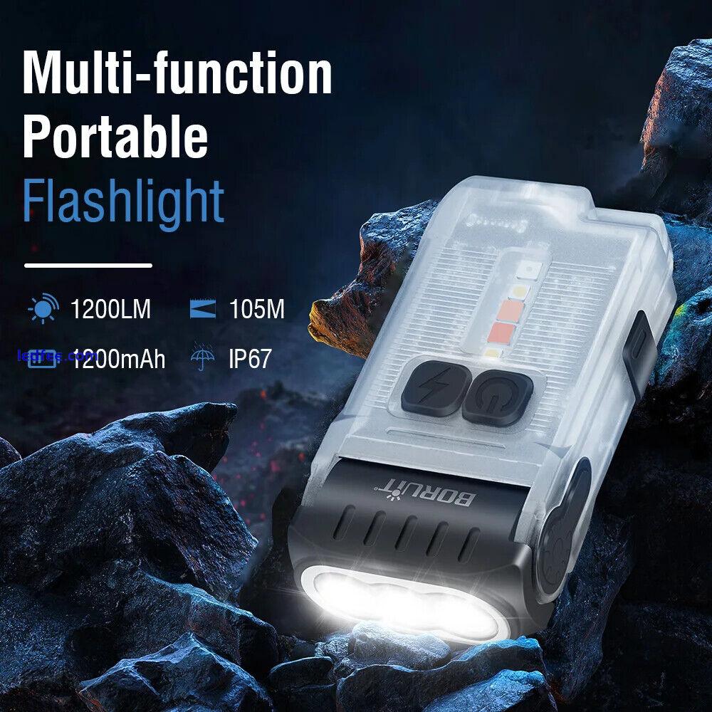 BORUiT V15 LED Flashlight Keychain EDC Rechargeable V15 Torch Work Lights 1200LM 0 