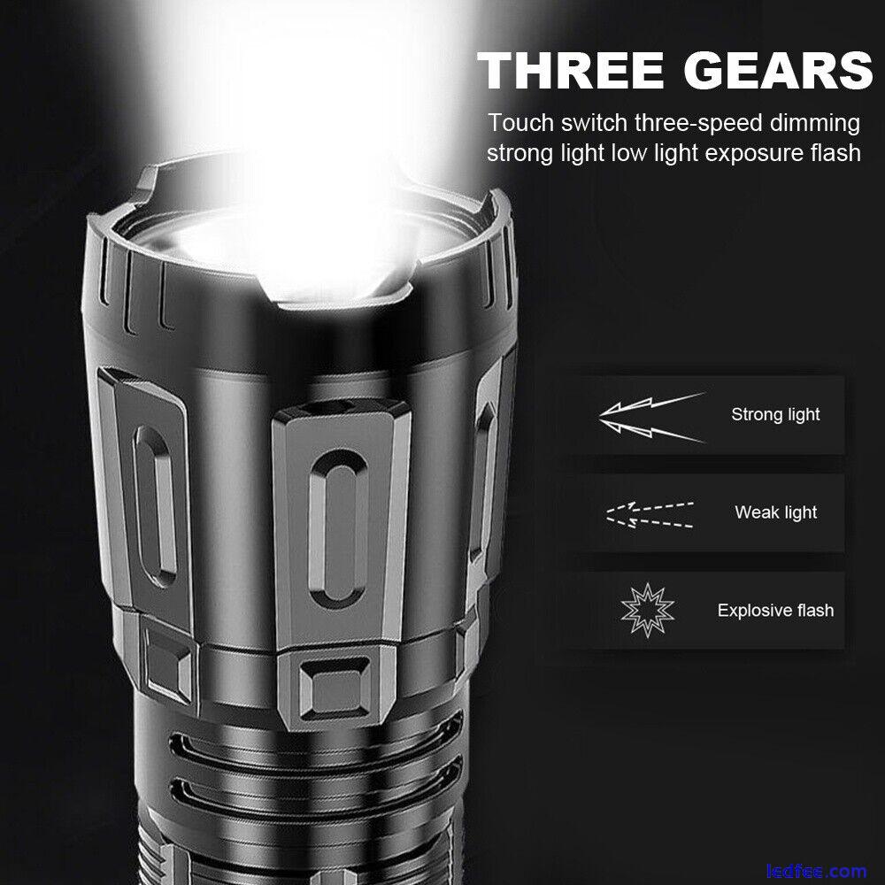 Super Bright LED Flashlight Rechargeable Torch Powerful Flashlamp Working Light 2 