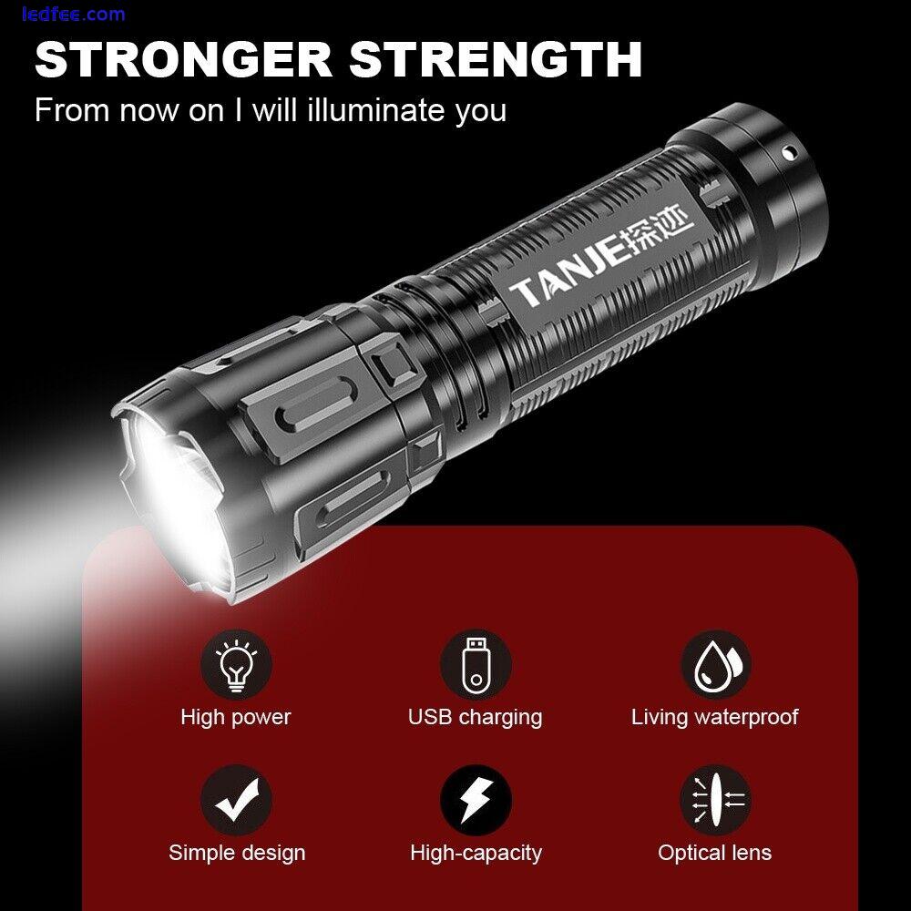Super Bright LED Flashlight Rechargeable Torch Powerful Flashlamp Working Light 1 