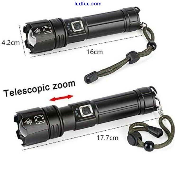 LED Torch Super Bright USB Rechargeable XHP70 Powerful Flashlight 5000 High... 3 