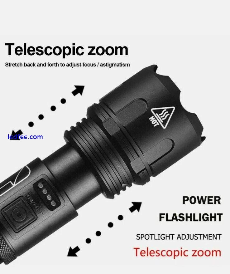 LED Torch Super Bright USB Rechargeable XHP70 Powerful Flashlight 5000 High... 4 