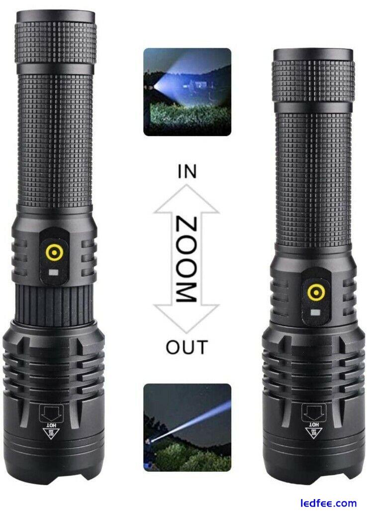 LED Torch Super Bright USB Rechargeable XHP70 Powerful Flashlight 5000 High... 5 