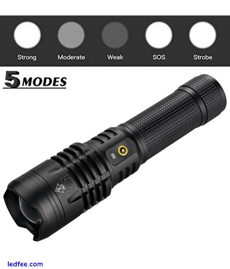LED Torch Super Bright USB Rechargeable XHP70 Powerful Flashlight 5000 High... 1 