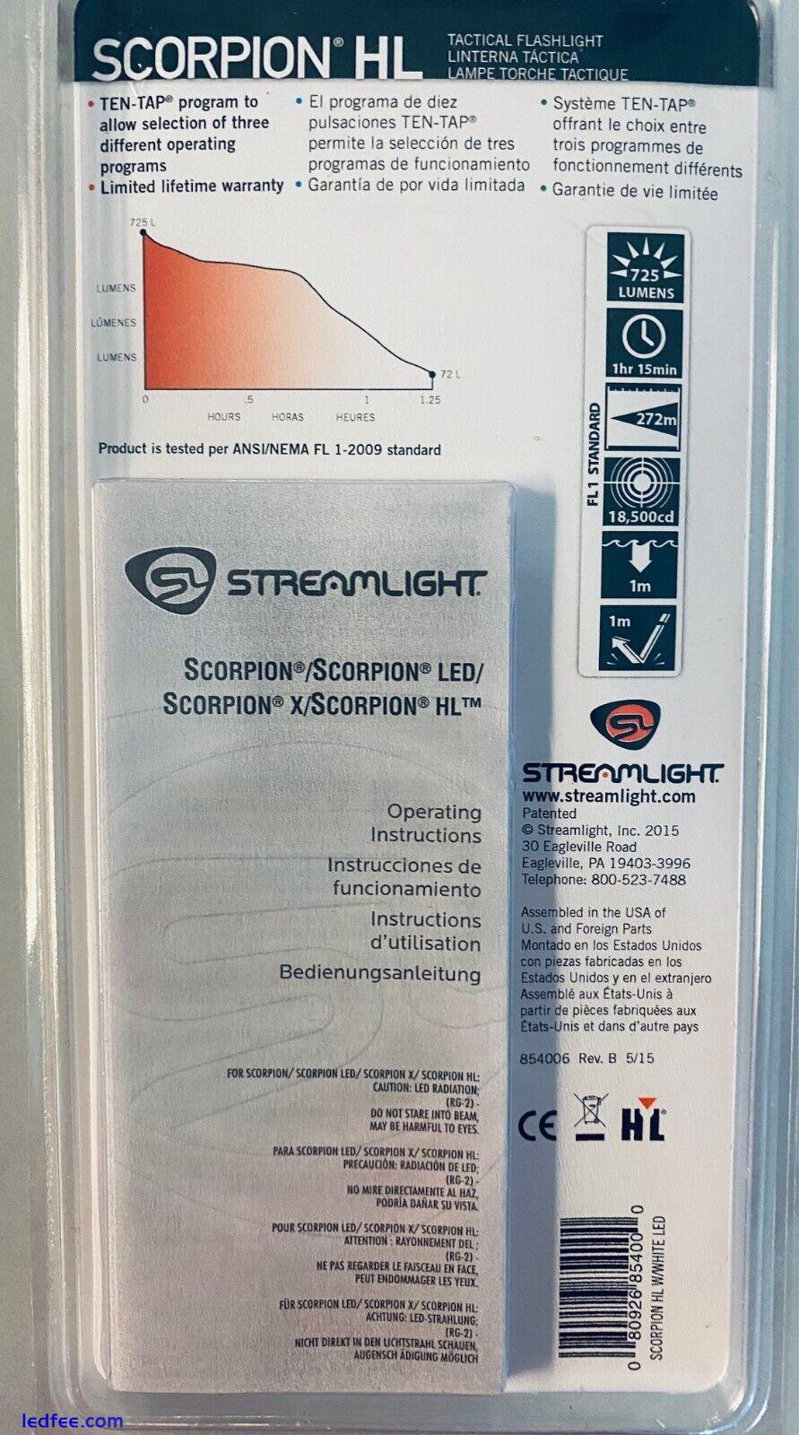 Streamlight Scorpion HL Tactical Flashlight Torch Light LED 725 Lumens Ten Tap 2 