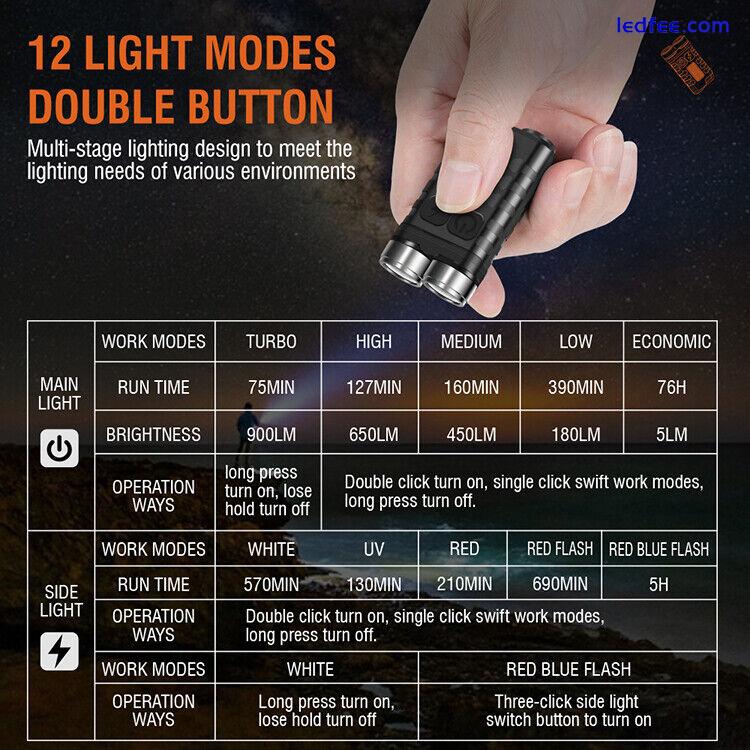 BORUiT V3 Mini LED Taschenlampe  Schlüsselanhänger USB Wiederaufladbare Magnet 5 
