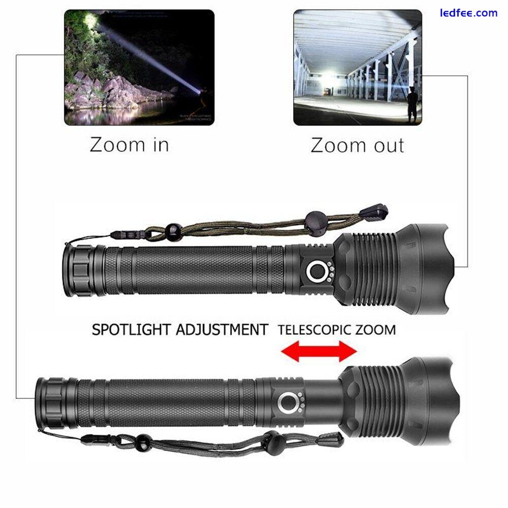 Super Bright LED Flashlight Tactical Zoom P90 P50 Rechargeable Battery Torch New 1 