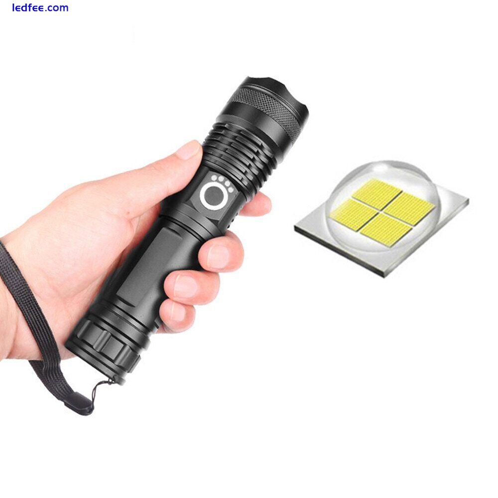 Super Bright LED Flashlight Tactical Zoom P90 P50 Rechargeable Battery Torch New 4 