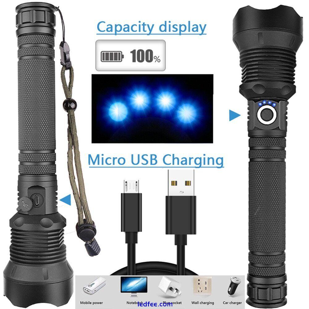 Super Bright LED Flashlight Tactical Zoom P90 P50 Rechargeable Battery Torch New 2 