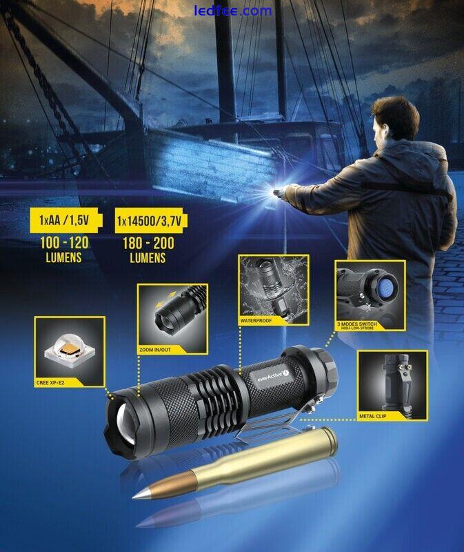 everActive Bullet FL-180 Flashlight LED CREE XP-E2 3W Torch Light 200 lumen 0 