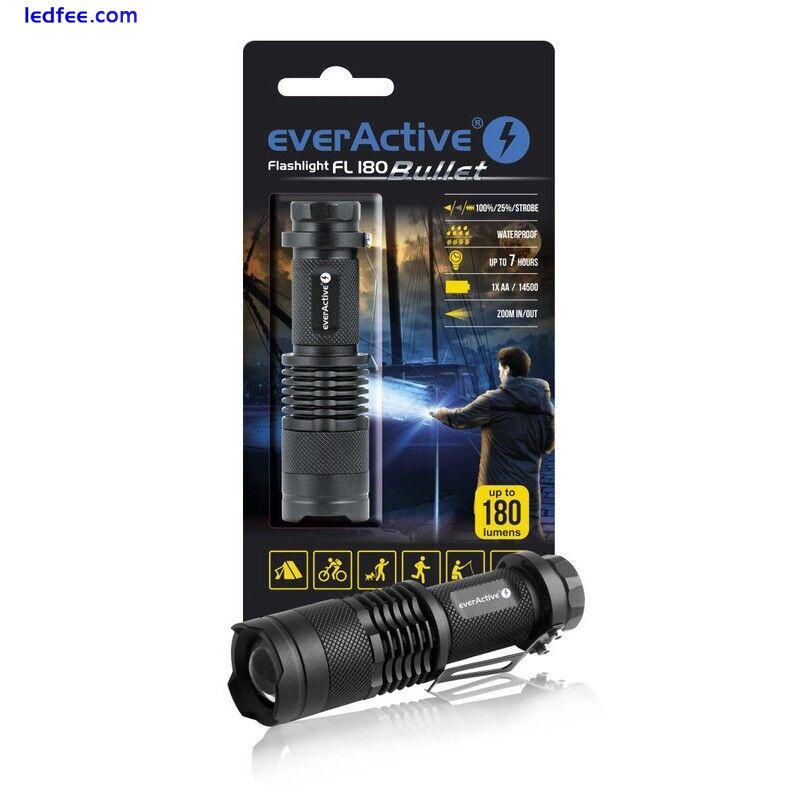 everActive Bullet FL-180 Flashlight LED CREE XP-E2 3W Torch Light 200 lumen 3 