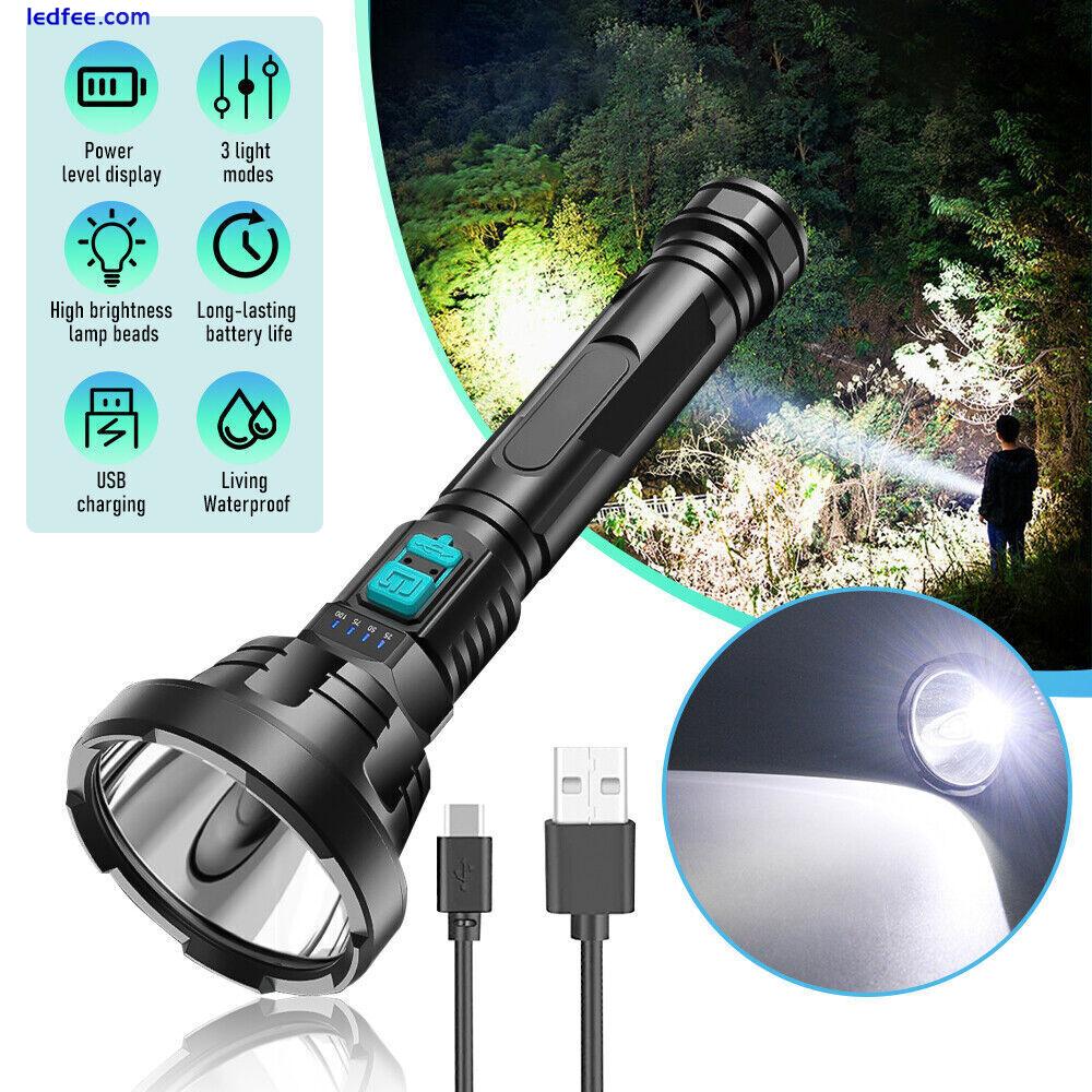99000LM Super Bright LED Flashlight Rechargeable Tactical Camping Fishing Torch 3 