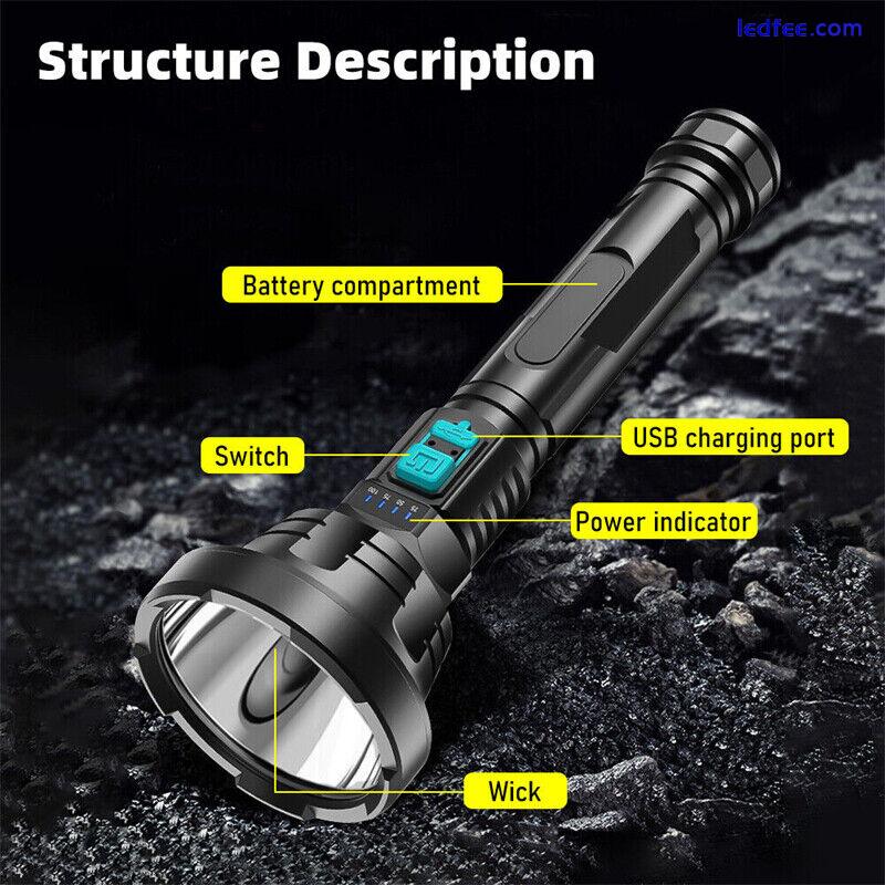 99000LM Super Bright LED Flashlight Rechargeable Tactical Camping Fishing Torch 5 