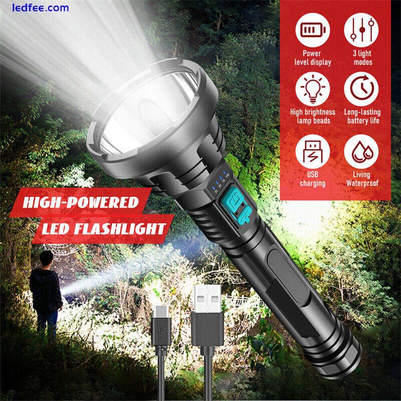 99000LM Super Bright LED Flashlight Rechargeable Tactical Camping Fishing Torch 4 