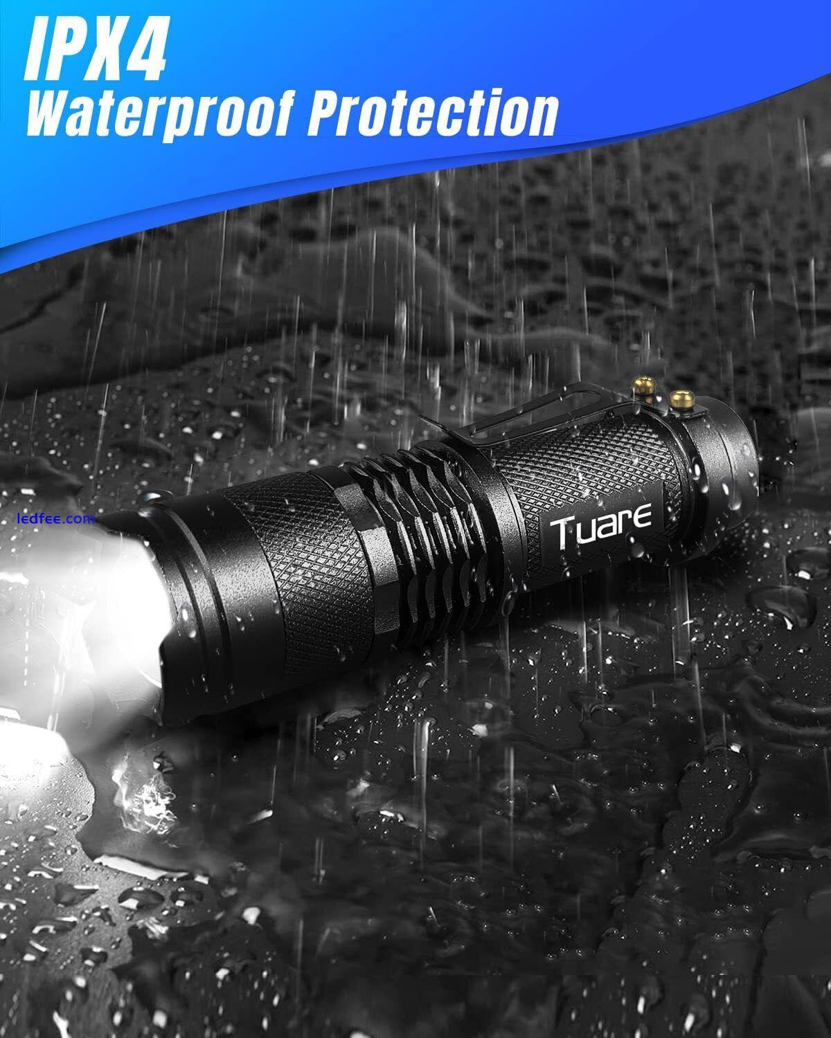 tuare Small LED Torch with AA Battery , 300 Lumens Small Torch LED Super Bright 3 