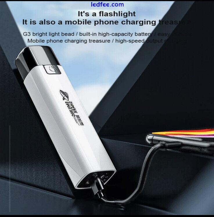 USB Ultra Bright Flashlight Outdoor Portable Mini Led Light Power Bank 2 