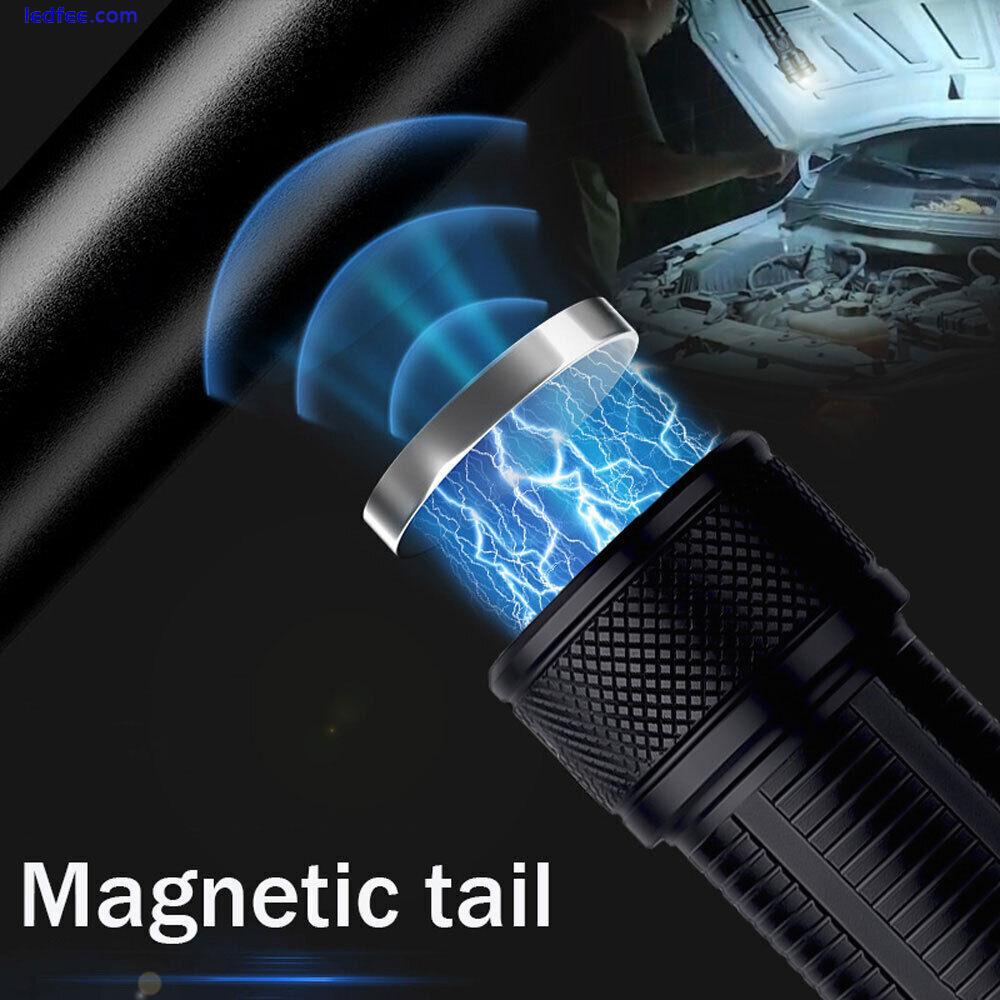 Super Bright LED Tactical Flashlight Rechargeable Zoomable Work Torch Magnetic 4 