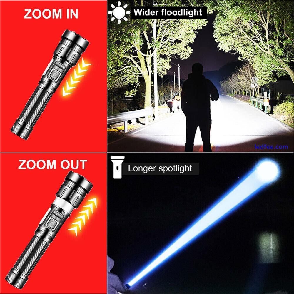 Super Bright LED Tactical Flashlight Rechargeable Zoomable Work Torch Magnetic 1 