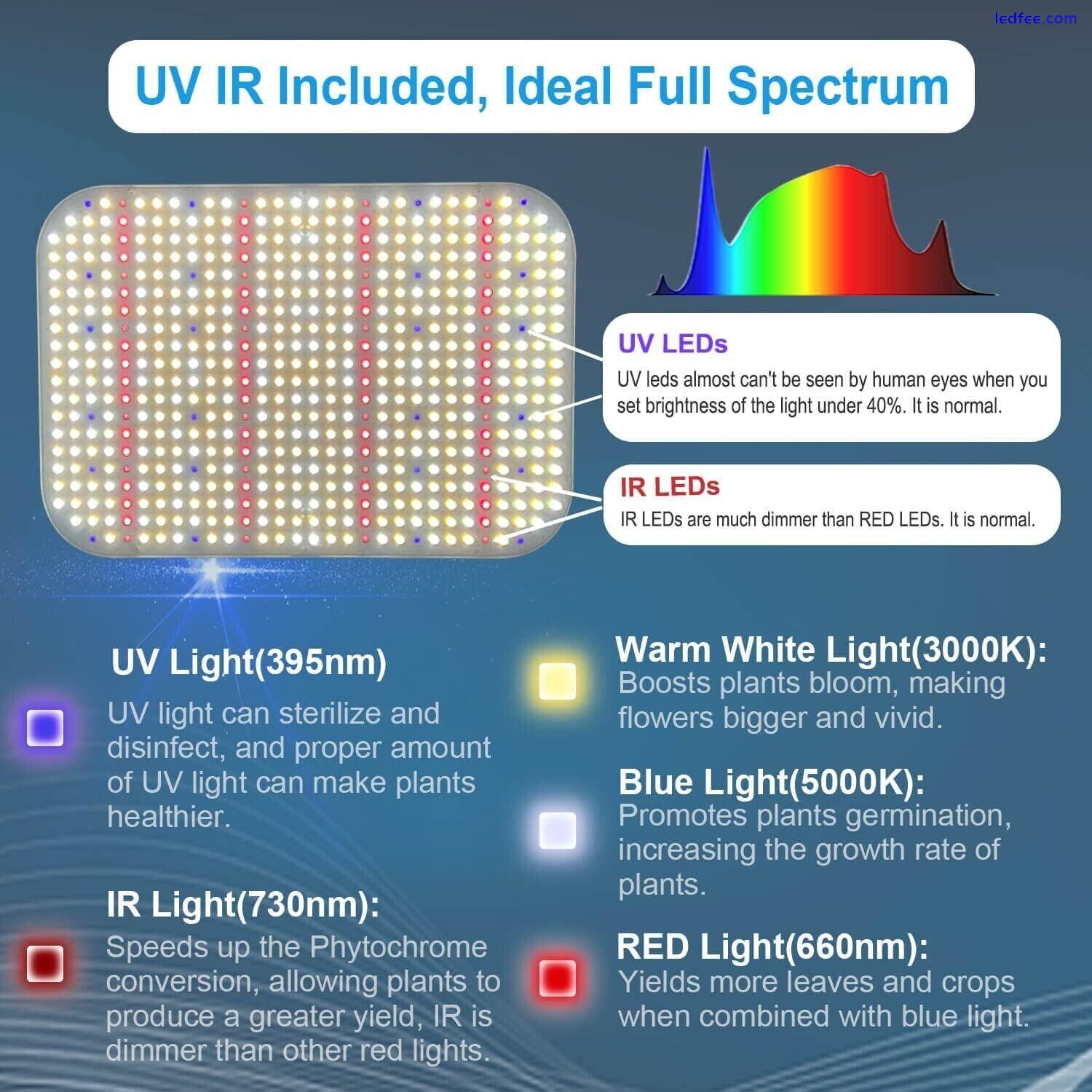 1000W Dimmable UV-IR Full Spectrum LED Grow Light with Daisy Chain 5 