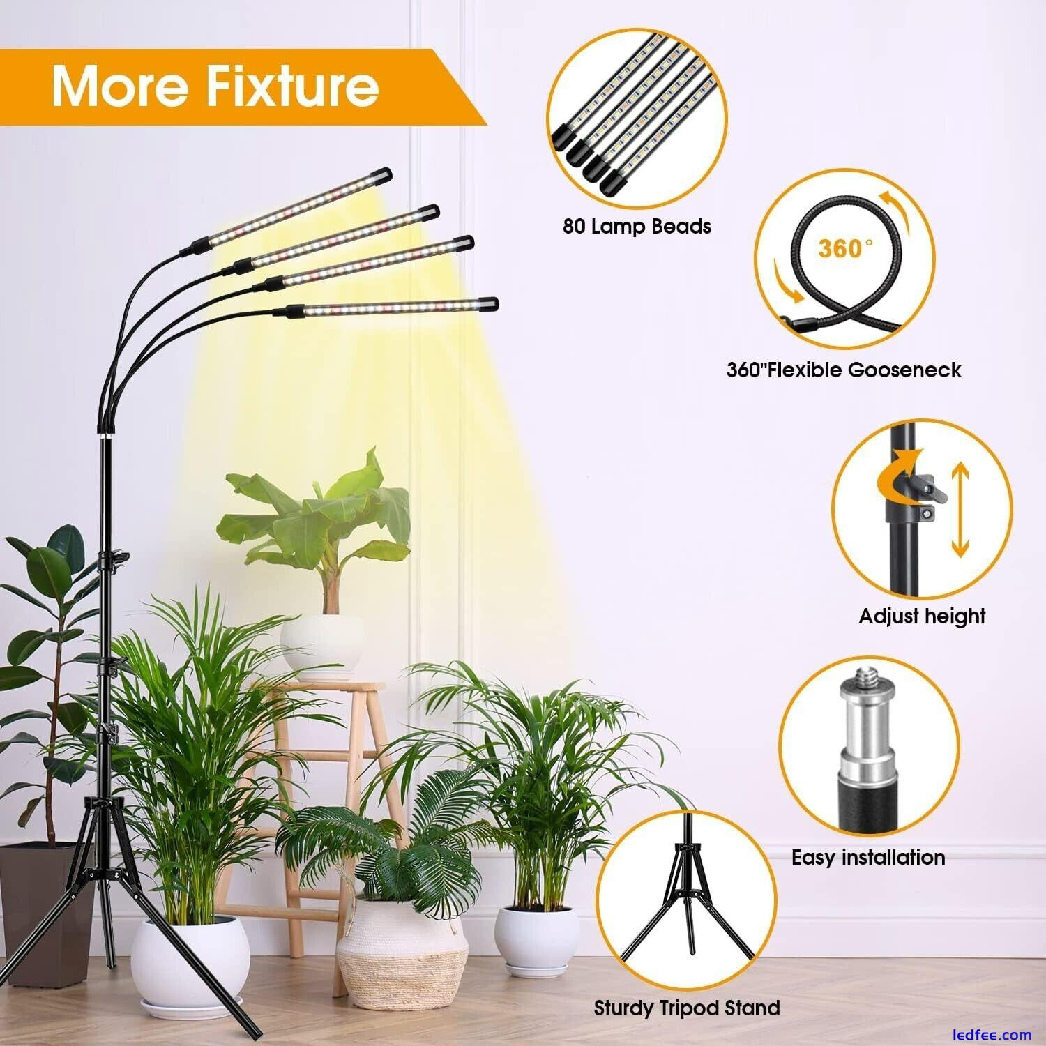 WOLEZEK Grow Lights for Indoor Plants, 80Leds Plant Light with Stand for Tall 4 