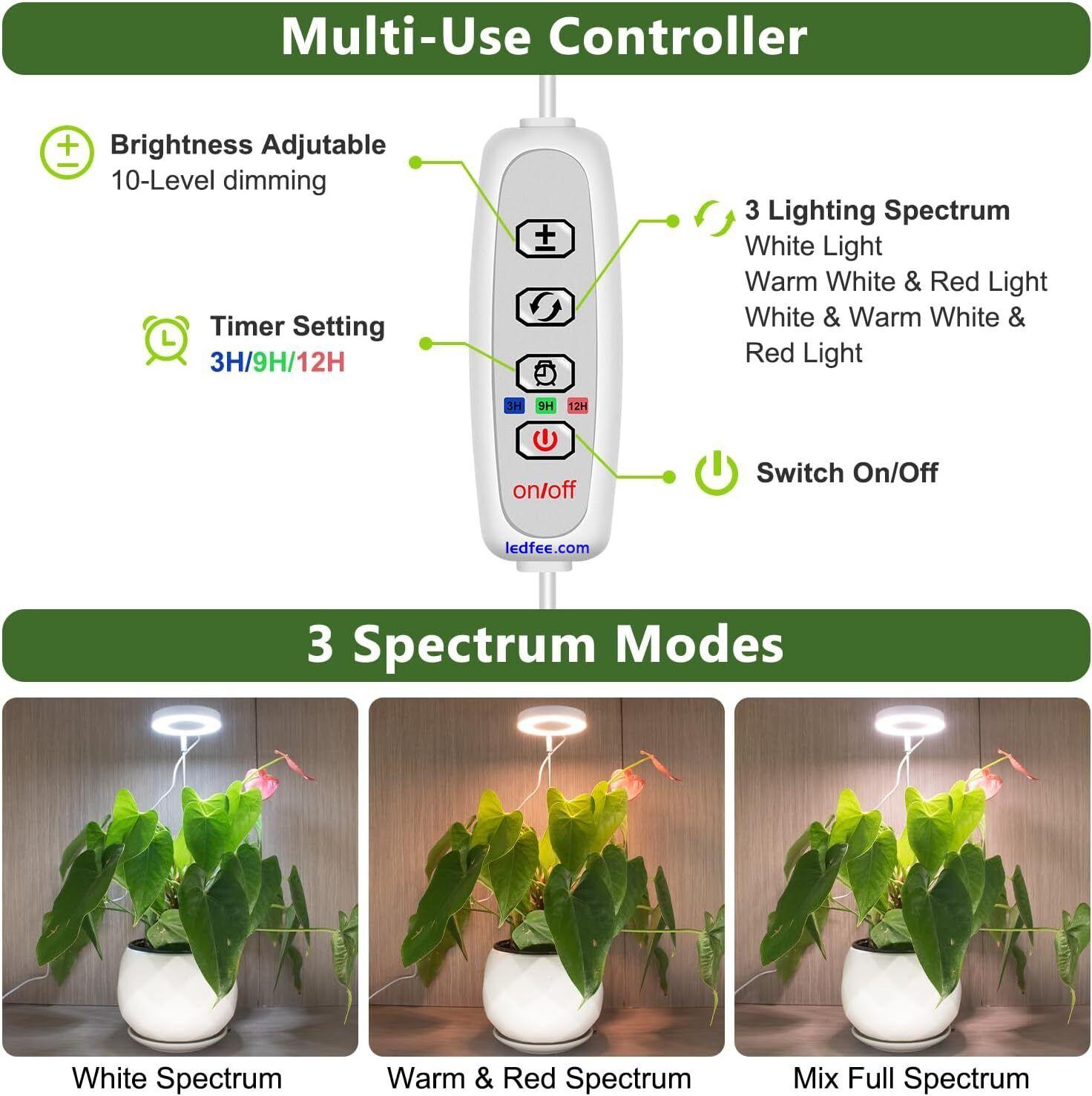 Kullsinss LED Grow Light with Base, 3000-6500K Full Spectrum Plant Grow Lights 2 