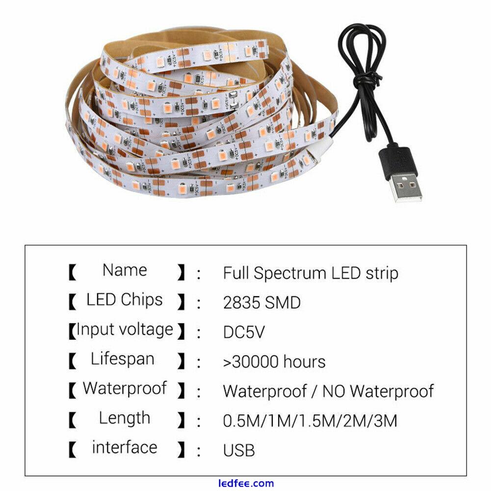 16.4FT 2M USB LED Grow Light Strip Full Spectrum Strip Indoor Plant Growing Lamp 3 
