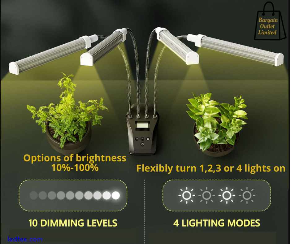 Grow Light Led 4 Head Grow Light Full Spectrum 192 LEDS Auto ON & Off Switch 540 0 