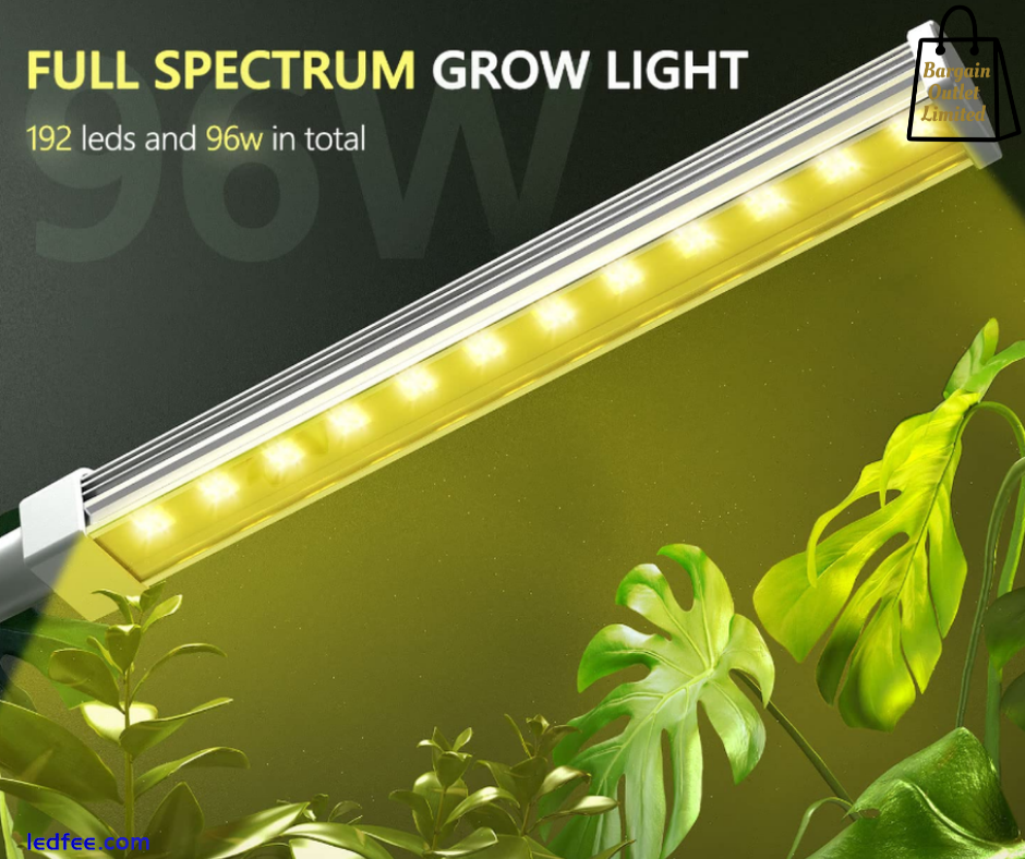 Grow Light Led 4 Head Grow Light Full Spectrum 192 LEDS Auto ON & Off Switch 540 3 