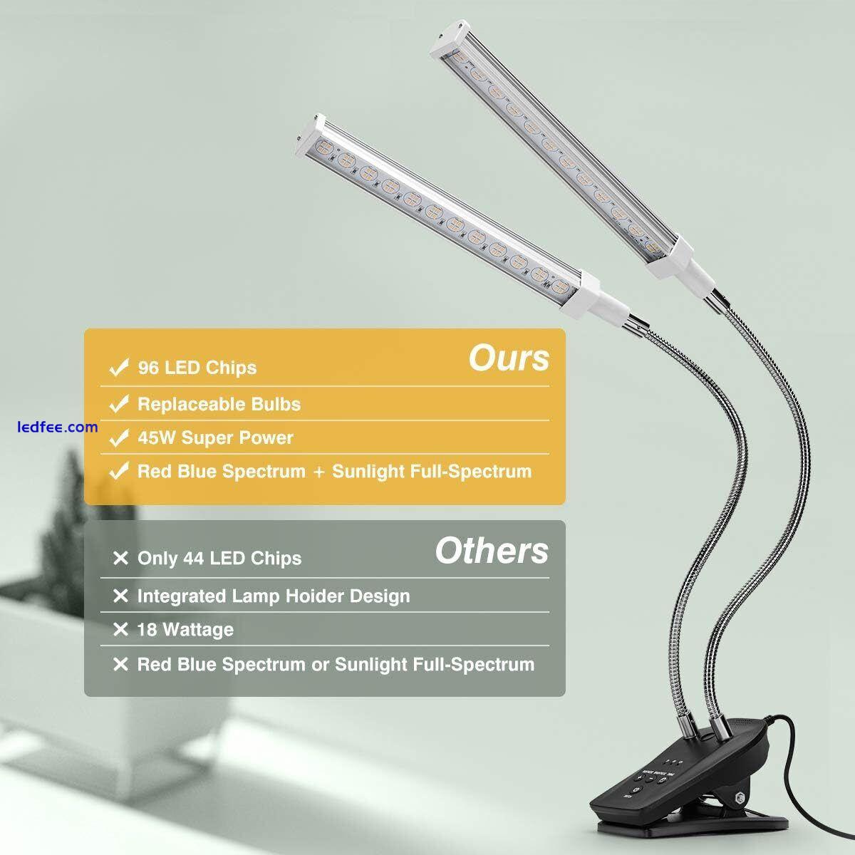 Tikaton 96 LEDs Sunlight Full-Spectrum Grow Lamp Dual Head Desk Plant Grow Light 0 
