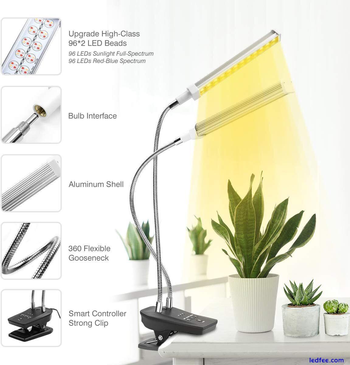 Tikaton 96 LEDs Sunlight Full-Spectrum Grow Lamp Dual Head Desk Plant Grow Light 1 