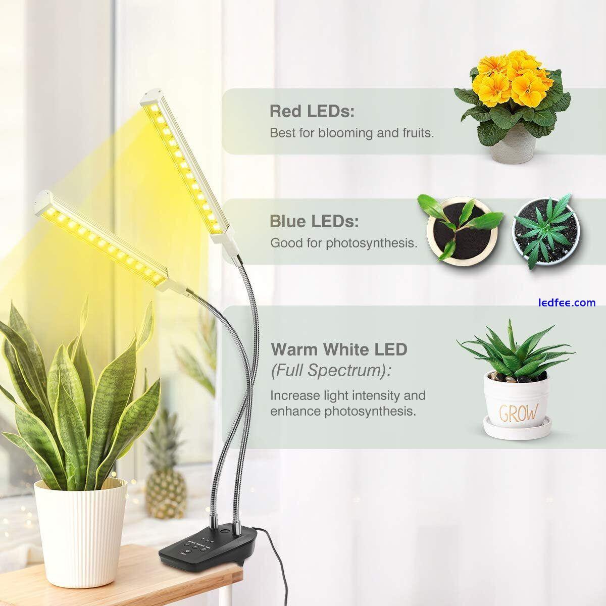 Tikaton 96 LEDs Sunlight Full-Spectrum Grow Lamp Dual Head Desk Plant Grow Light 5 