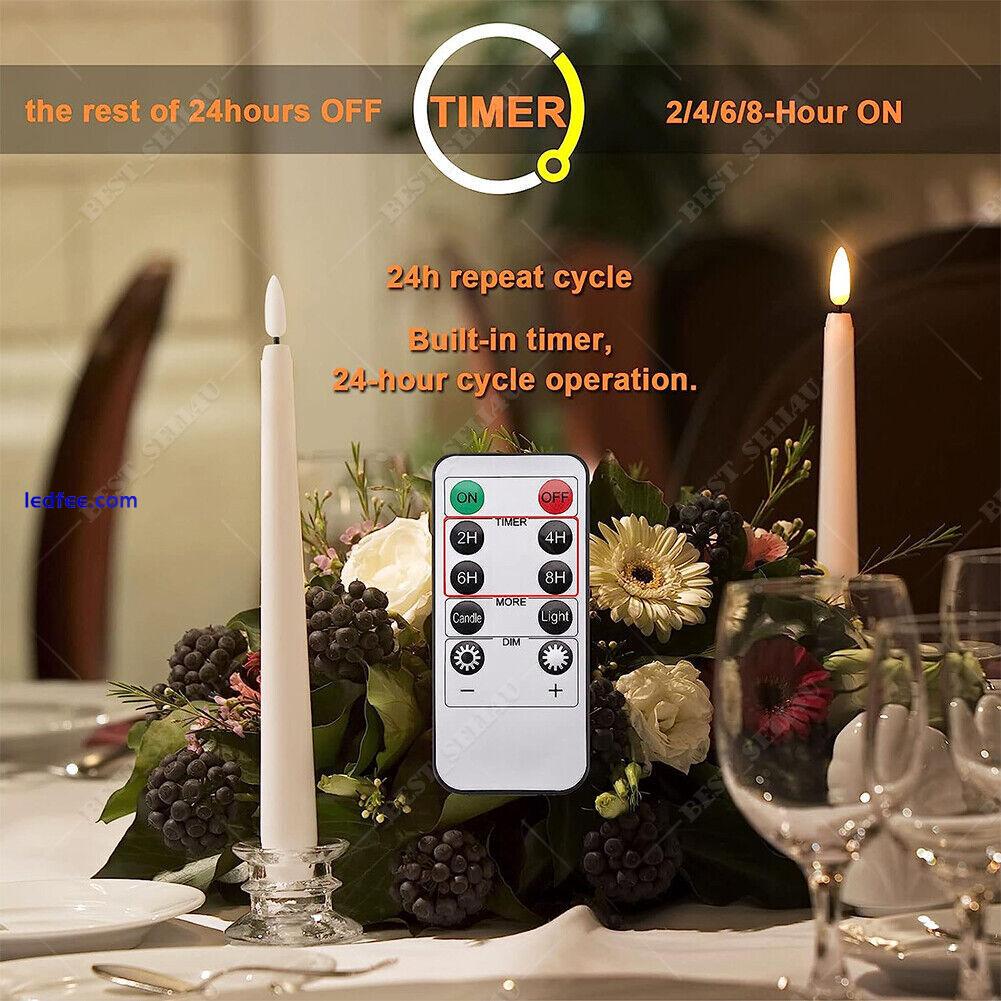 6Pcs Remote Control Flickering Flameless Taper LED Candles Light Battery Powered 2 