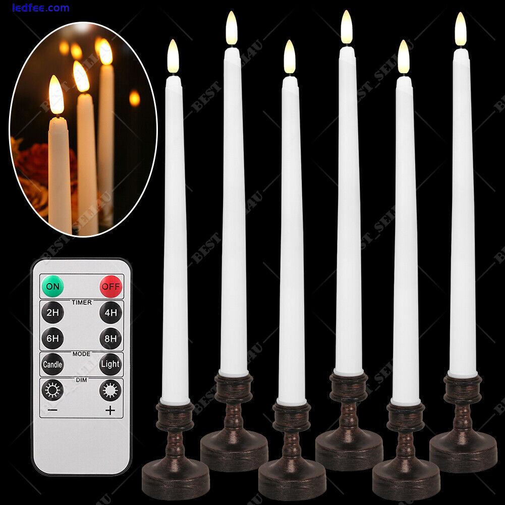 6Pcs Remote Control Flickering Flameless Taper LED Candles Light Battery Powered 1 