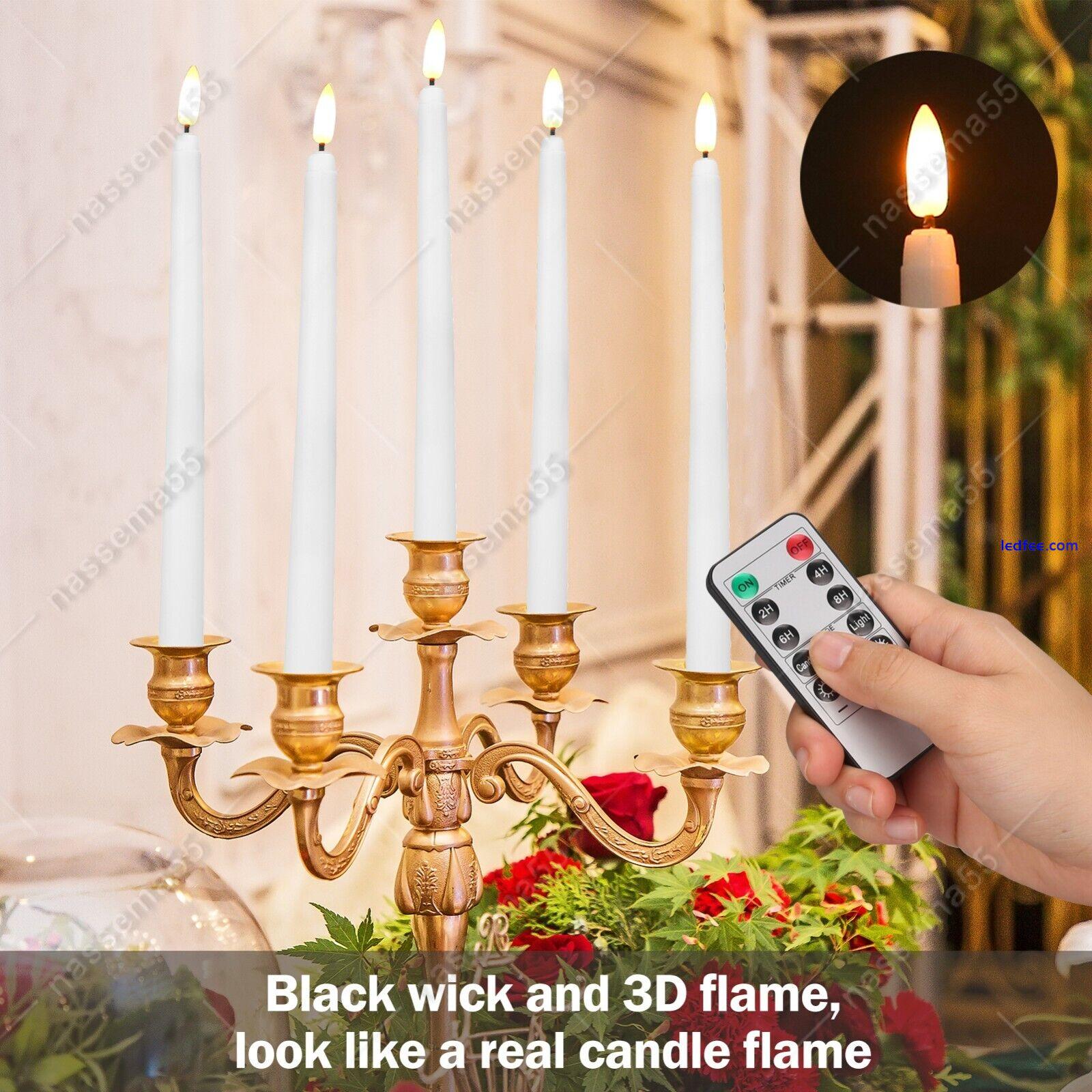 6Pcs Remote Control Flickering Flameless Taper LED Candles Light Battery Powered 3 