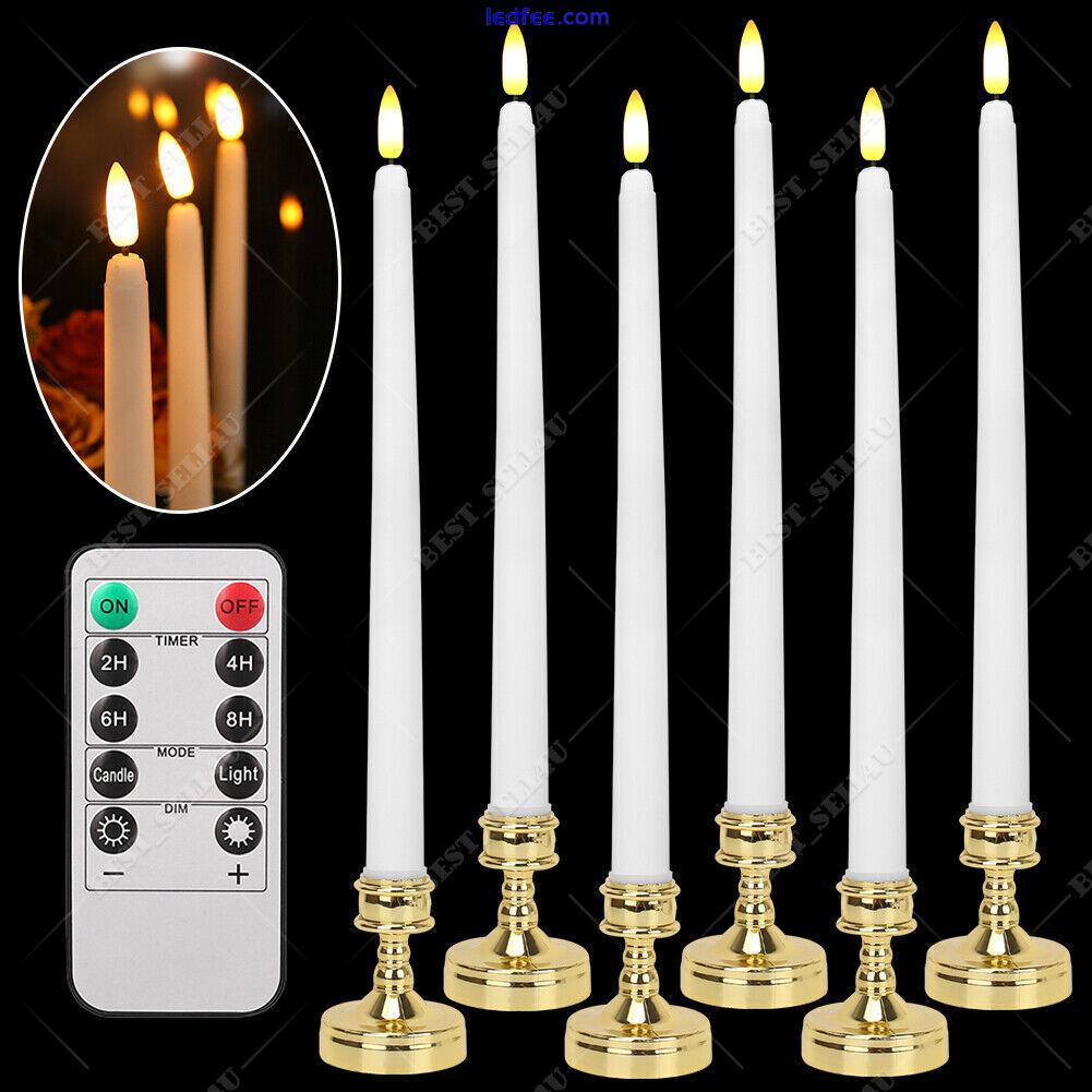 6Pcs Remote Control Flickering Flameless Taper LED Candles Light Battery Powered 0 