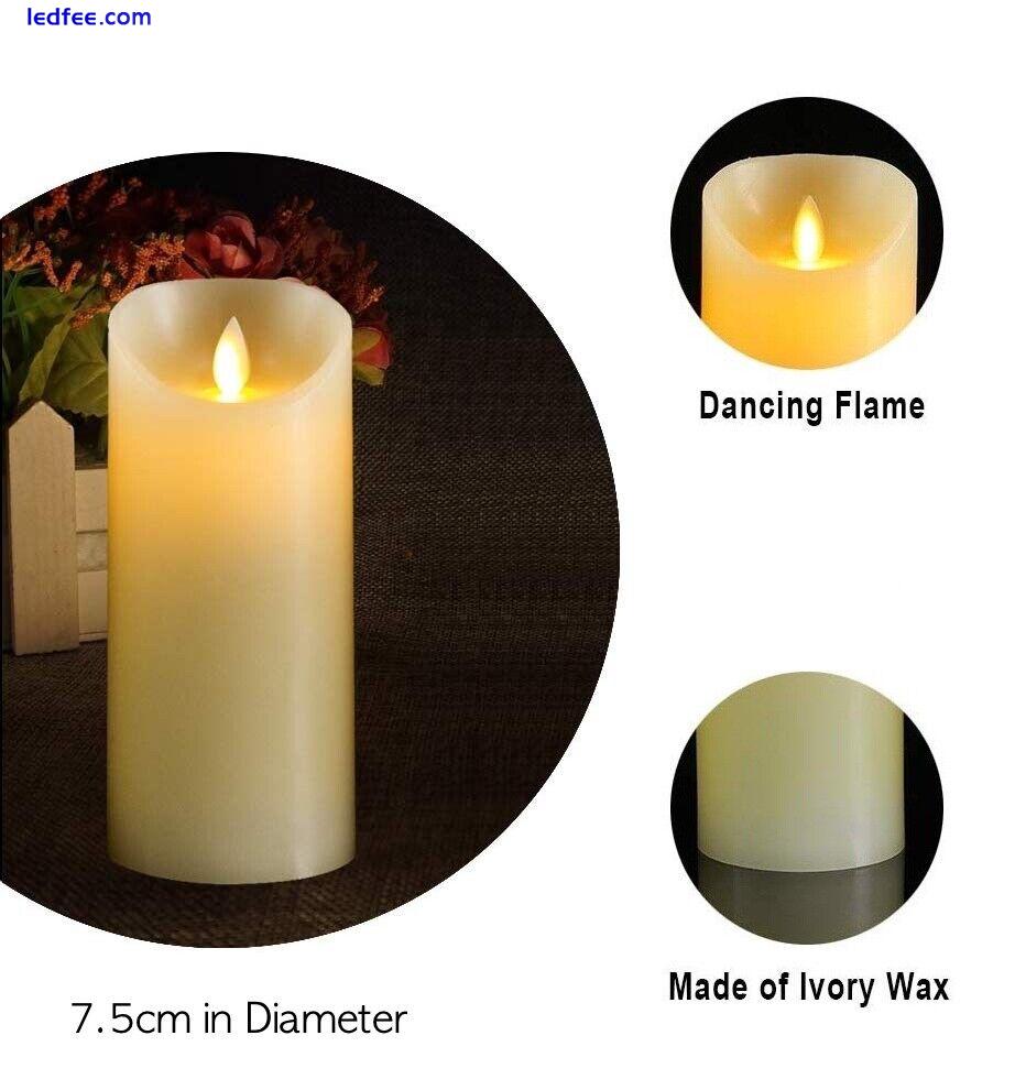 Flameless LED Pillars Candles Battery Real Wax Moving Flame Wick w/ Remote Timer 1 
