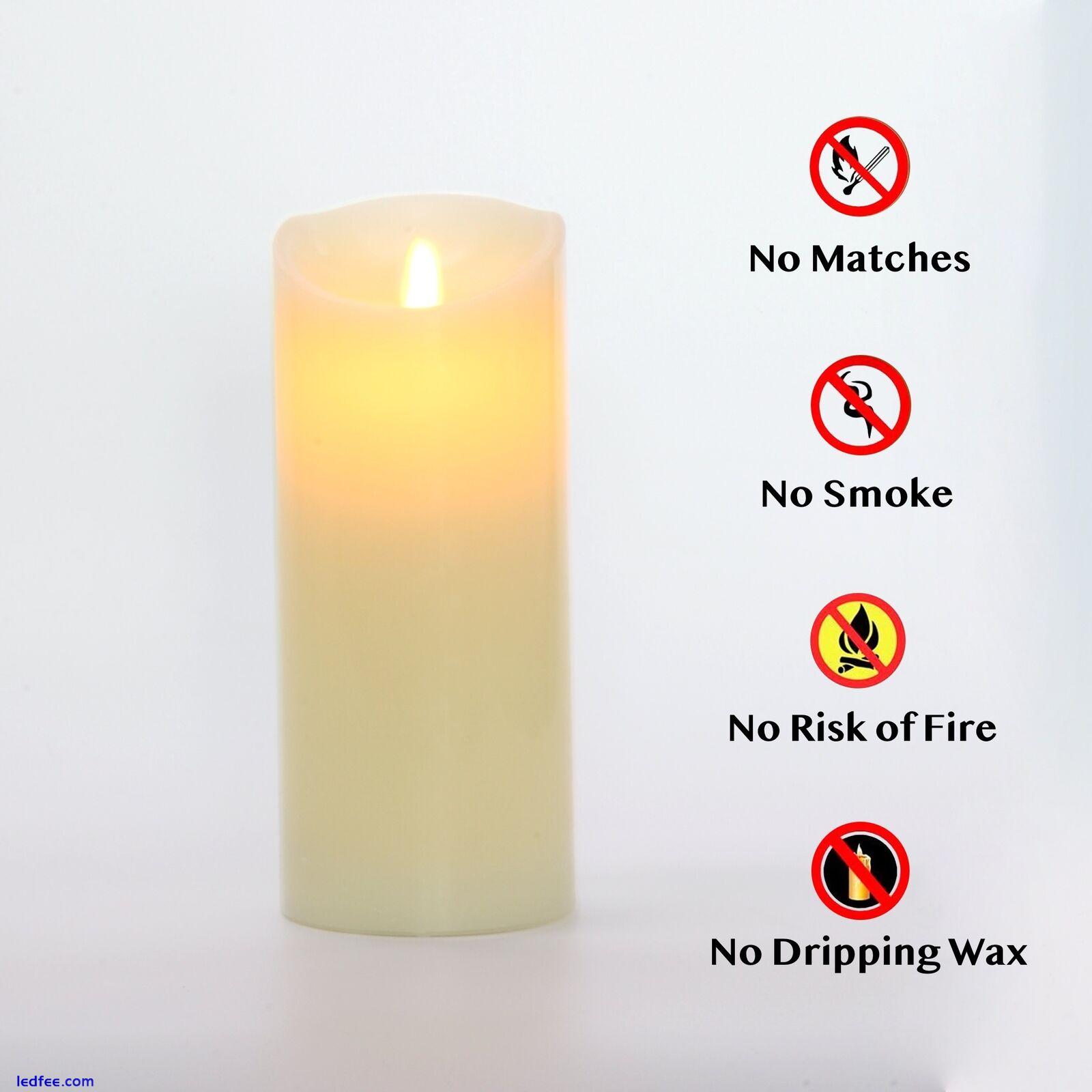 Flameless LED Pillars Candles Battery Real Wax Moving Flame Wick w/ Remote Timer 0 